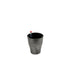Empty silver self-watering plant pot with water indicator
