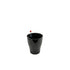 Sleek black self-watering planter in shiny finish with water meter.