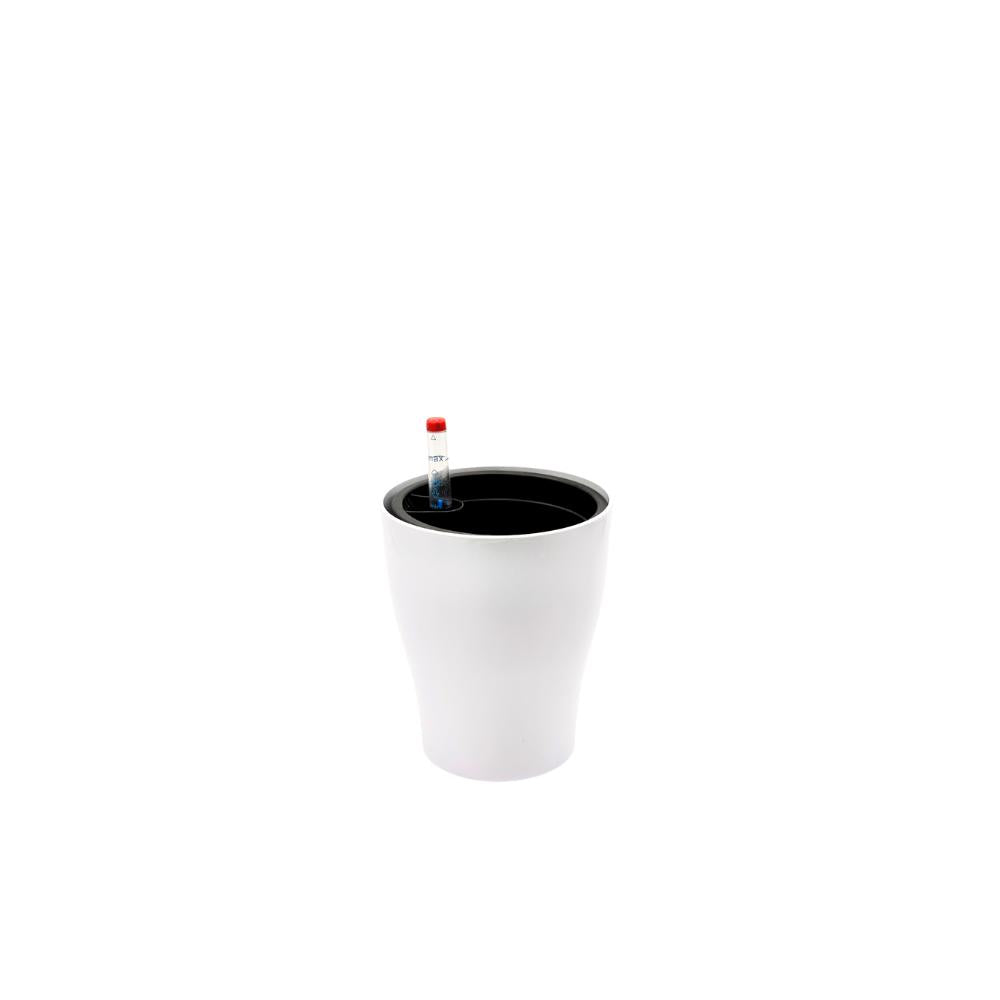 Elegant white glossy planter with self-watering feature – GL 1011.
