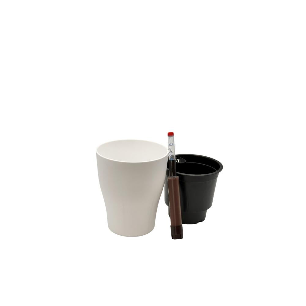 Complete matte self-watering pot set – outer pot, inner liner, and indicator
